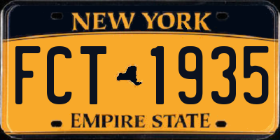 NY license plate FCT1935