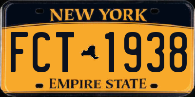 NY license plate FCT1938