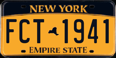 NY license plate FCT1941