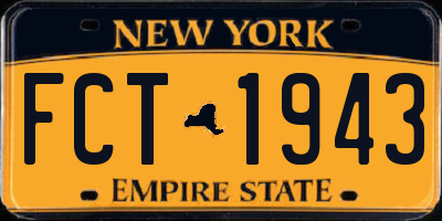NY license plate FCT1943