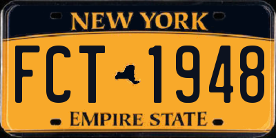 NY license plate FCT1948