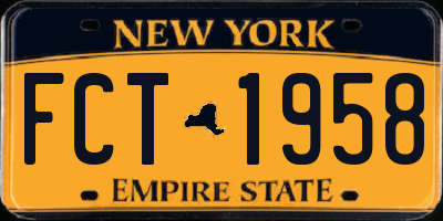 NY license plate FCT1958