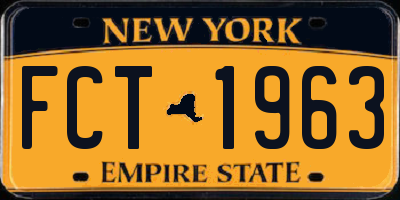 NY license plate FCT1963
