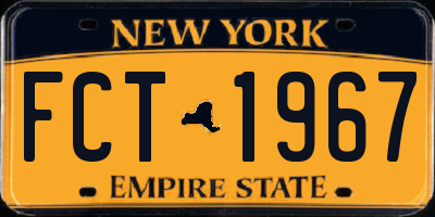 NY license plate FCT1967