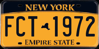 NY license plate FCT1972