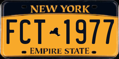 NY license plate FCT1977