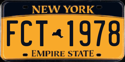 NY license plate FCT1978