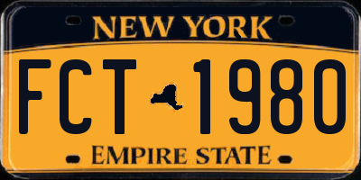 NY license plate FCT1980