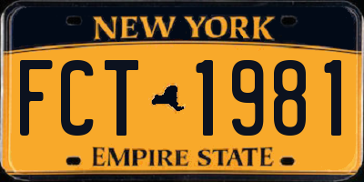 NY license plate FCT1981