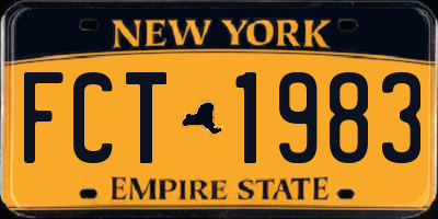 NY license plate FCT1983