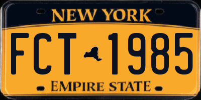 NY license plate FCT1985