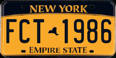 NY license plate FCT1986