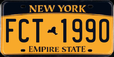 NY license plate FCT1990