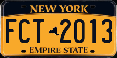 NY license plate FCT2013