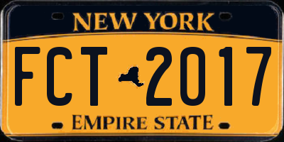 NY license plate FCT2017