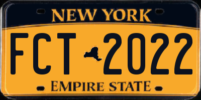 NY license plate FCT2022