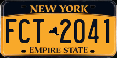 NY license plate FCT2041