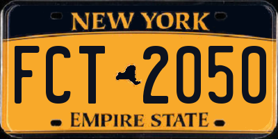 NY license plate FCT2050