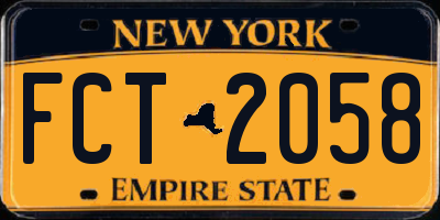 NY license plate FCT2058