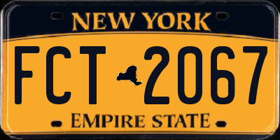 NY license plate FCT2067