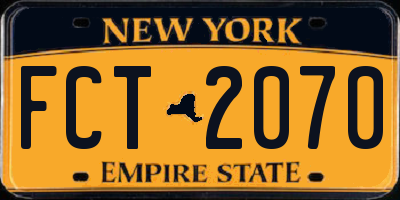 NY license plate FCT2070
