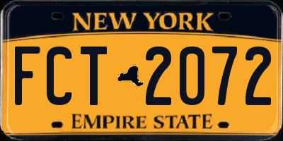 NY license plate FCT2072