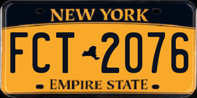 NY license plate FCT2076