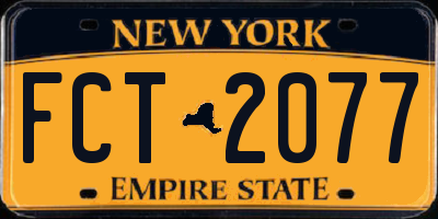 NY license plate FCT2077