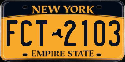 NY license plate FCT2103