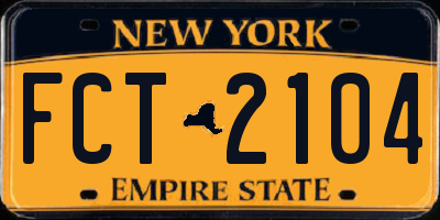 NY license plate FCT2104