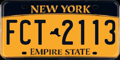 NY license plate FCT2113