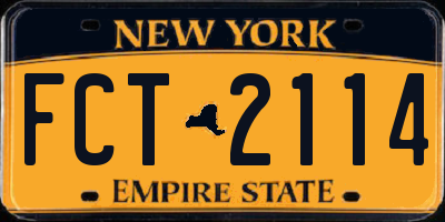 NY license plate FCT2114