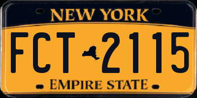 NY license plate FCT2115