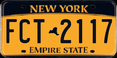 NY license plate FCT2117