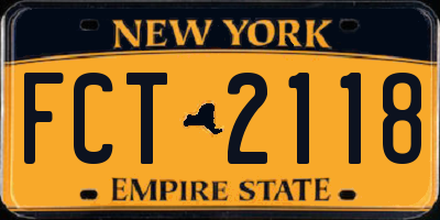 NY license plate FCT2118