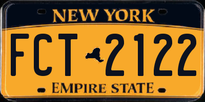 NY license plate FCT2122
