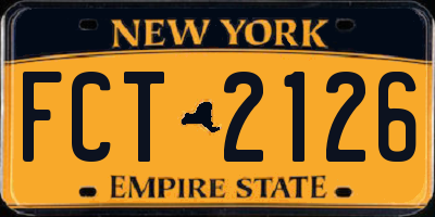 NY license plate FCT2126