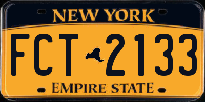 NY license plate FCT2133