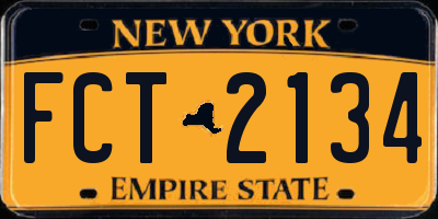 NY license plate FCT2134