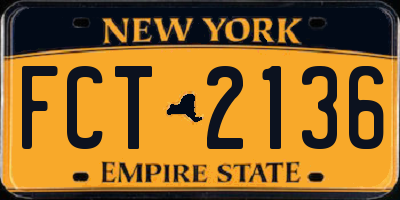 NY license plate FCT2136