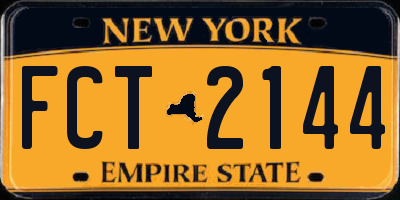 NY license plate FCT2144