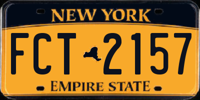 NY license plate FCT2157