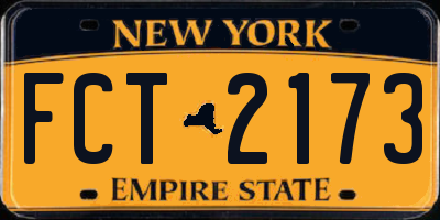 NY license plate FCT2173