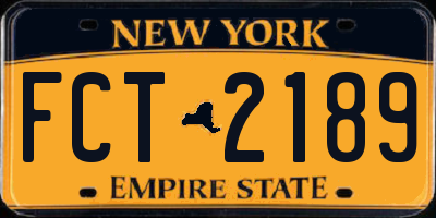 NY license plate FCT2189