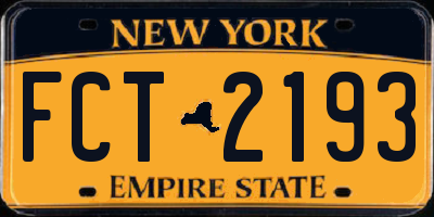 NY license plate FCT2193