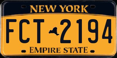 NY license plate FCT2194