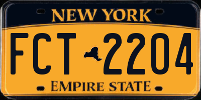 NY license plate FCT2204