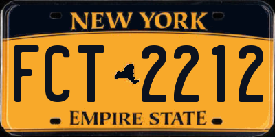 NY license plate FCT2212