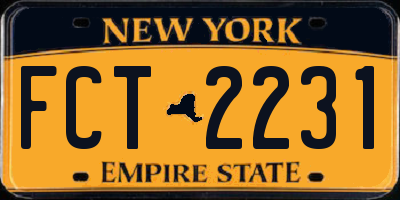 NY license plate FCT2231