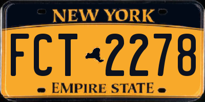 NY license plate FCT2278
